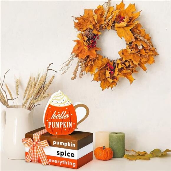 Summer Wooden Tiered Tray Decor Mini Coffee Wooden Book Stack Watermelon Book - Picture 5 of 7